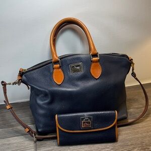 Dooney & Bourke Dark Blue and Brown Satchel